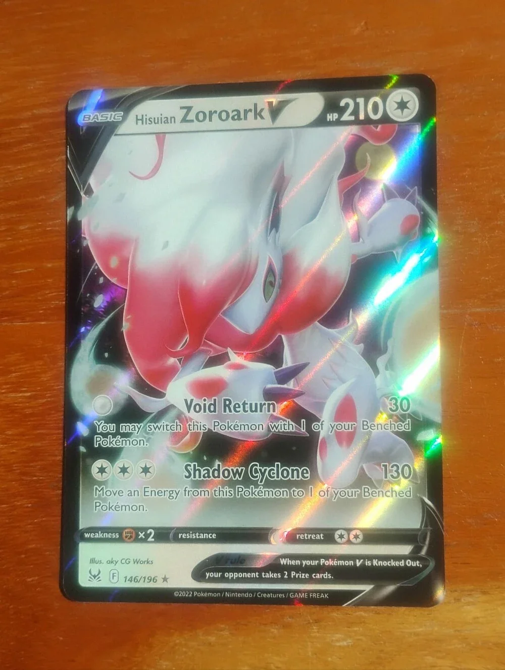 Mint 2022 Holo Full Art Hisuian Zoroark V 146/196 Lost Origin Pokemon Card